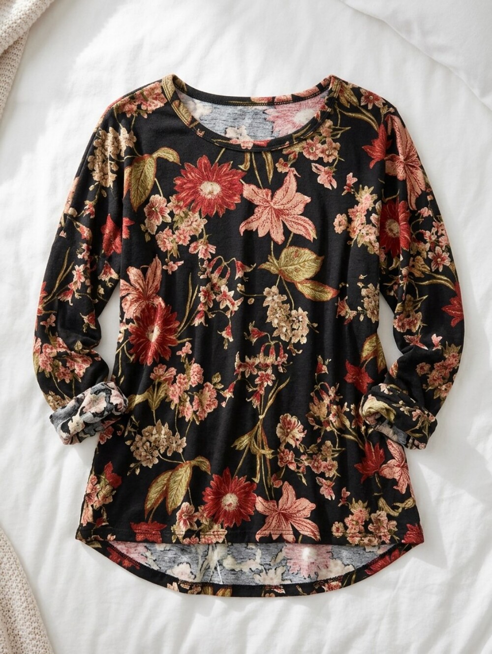 Floral Print High Low long sleeve by Well Worn